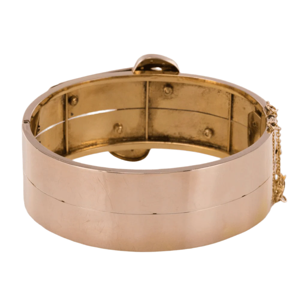 Bracelet Jonc en or rose et perles - Image 4