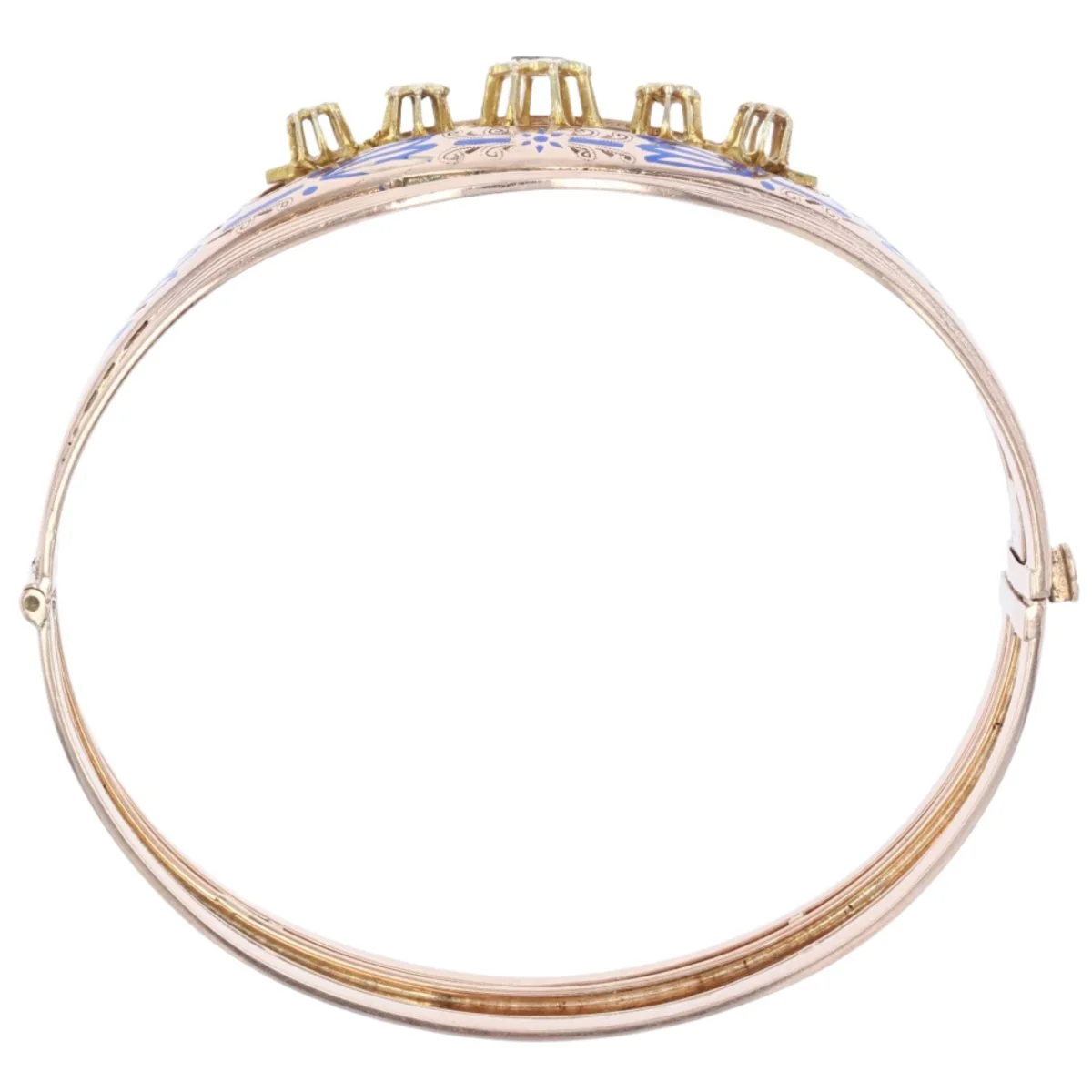 Bracelet Jonc en or rose, émail et diamants - Image 7