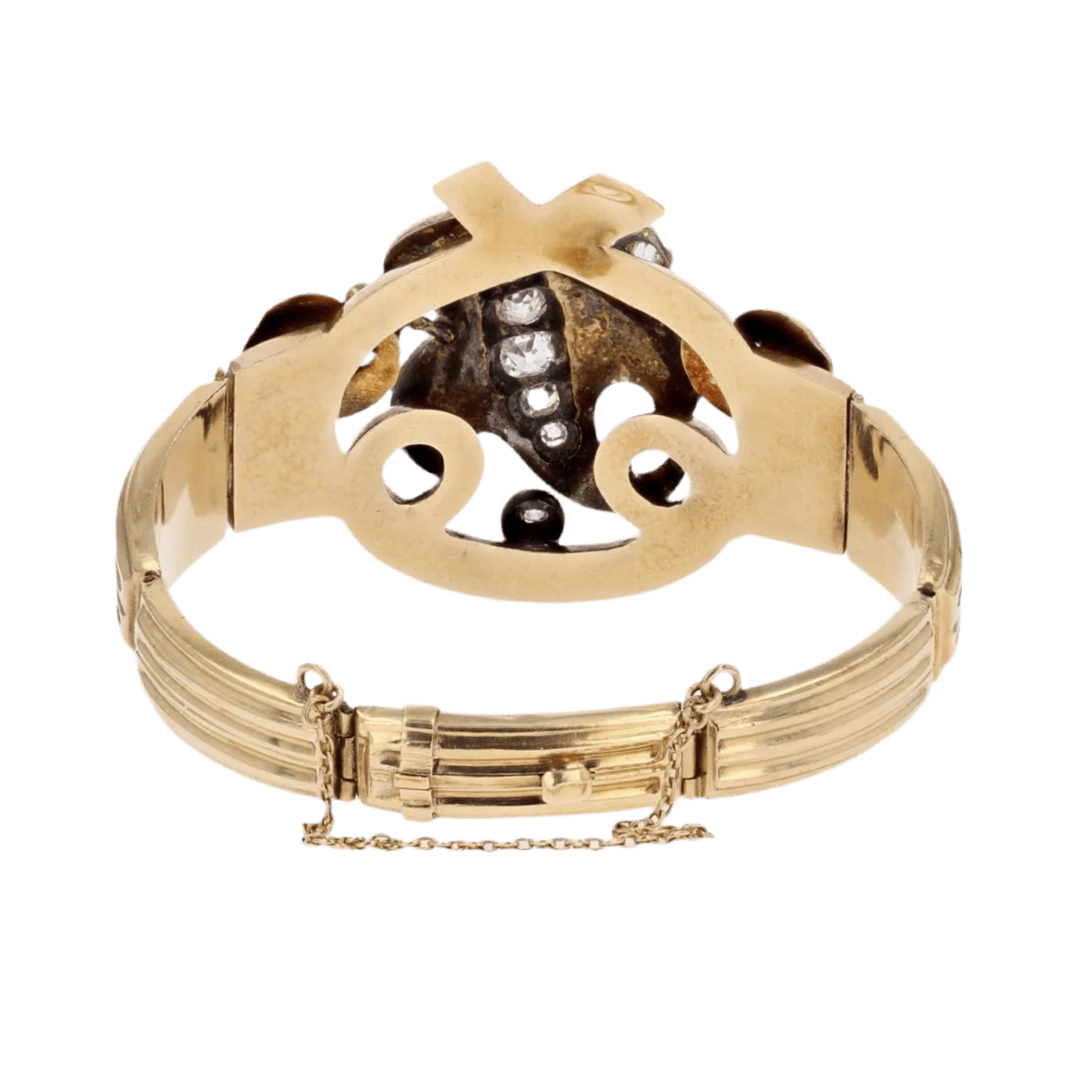 Bracelet Jonc en or jaune, émail et diamants - Image 4
