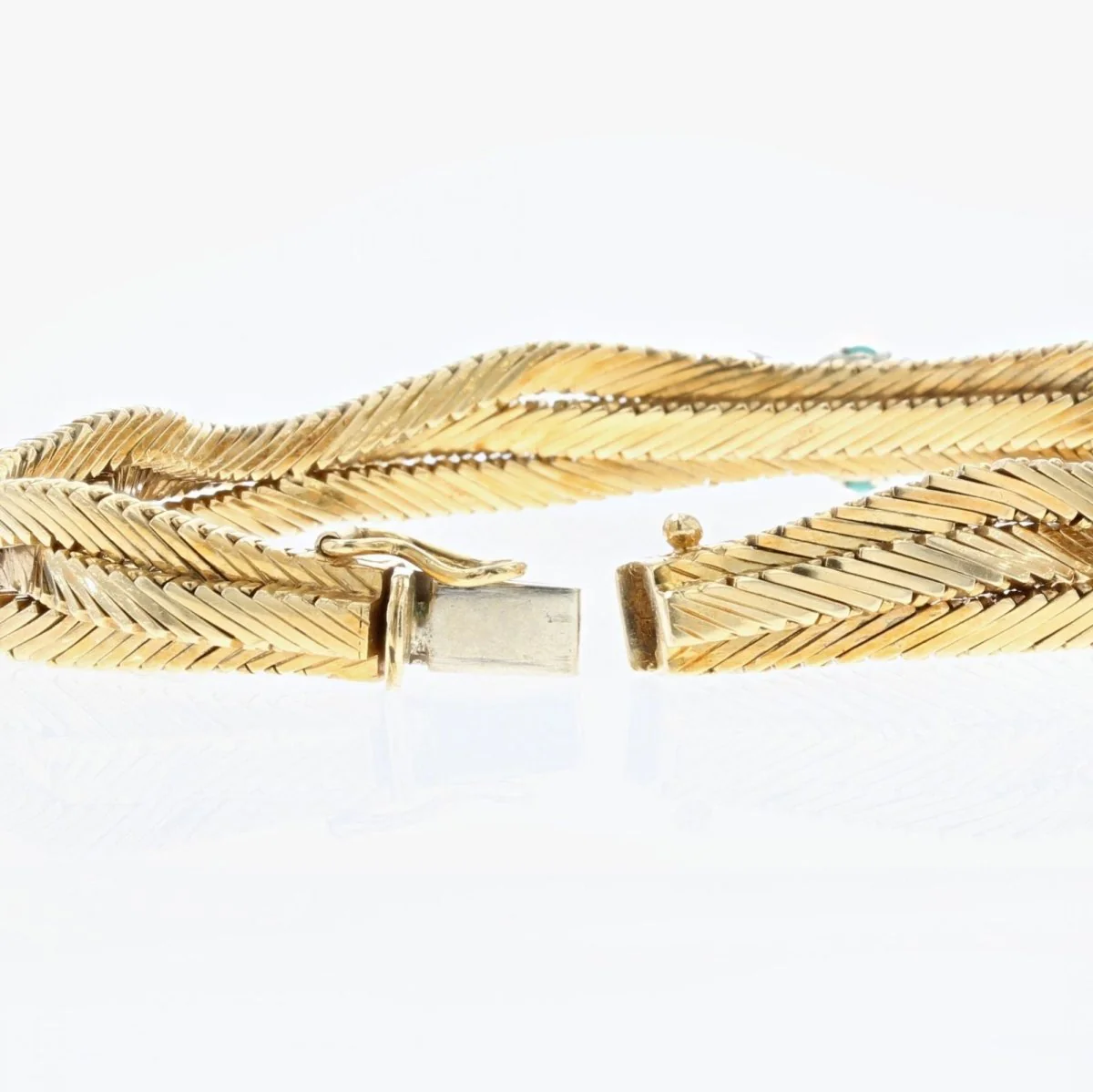 Bracelet Maille en or jaune, turquoises et diamants - Image 6