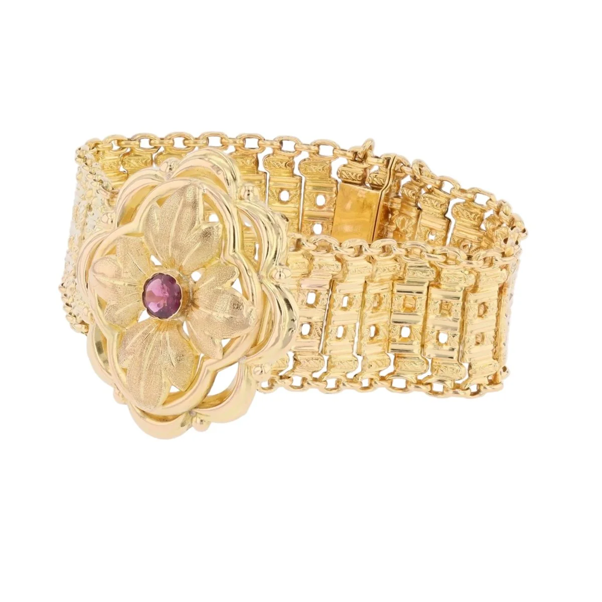 Bracelet Souple en or jaune et grenat - Image 3