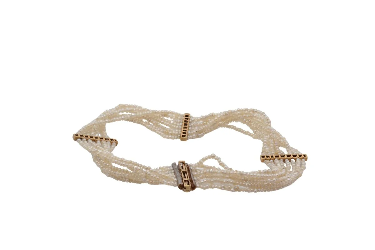 Bracelet ancien en or jaune avec perles fines, onyx et diamants - Image 3