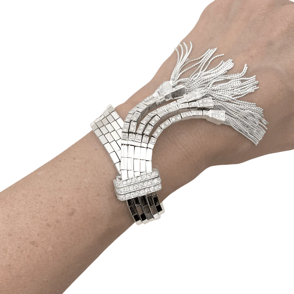 Bracelet Manchette en platine et diamants - Image 2