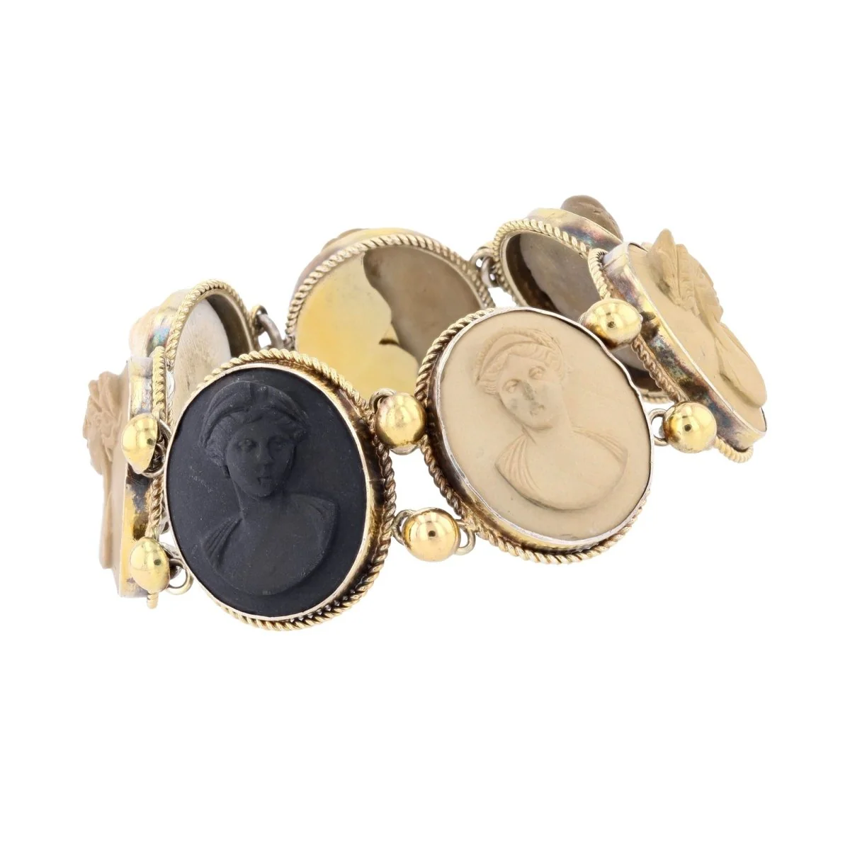 Bracelet ancien en vermeil et pierres de lave