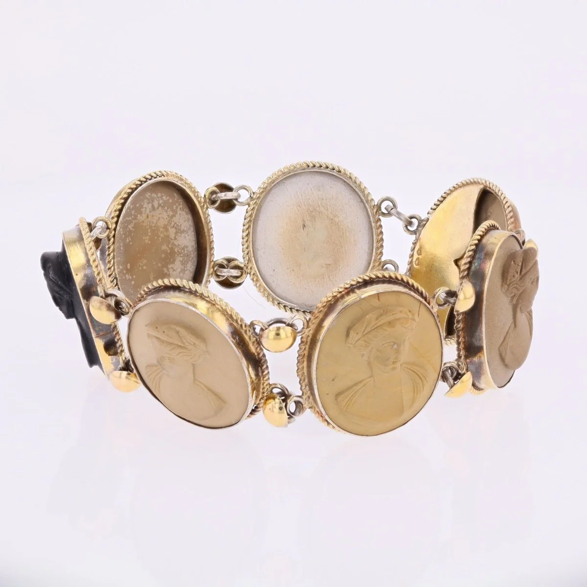 Bracelet ancien en vermeil et pierres de lave - Image 4