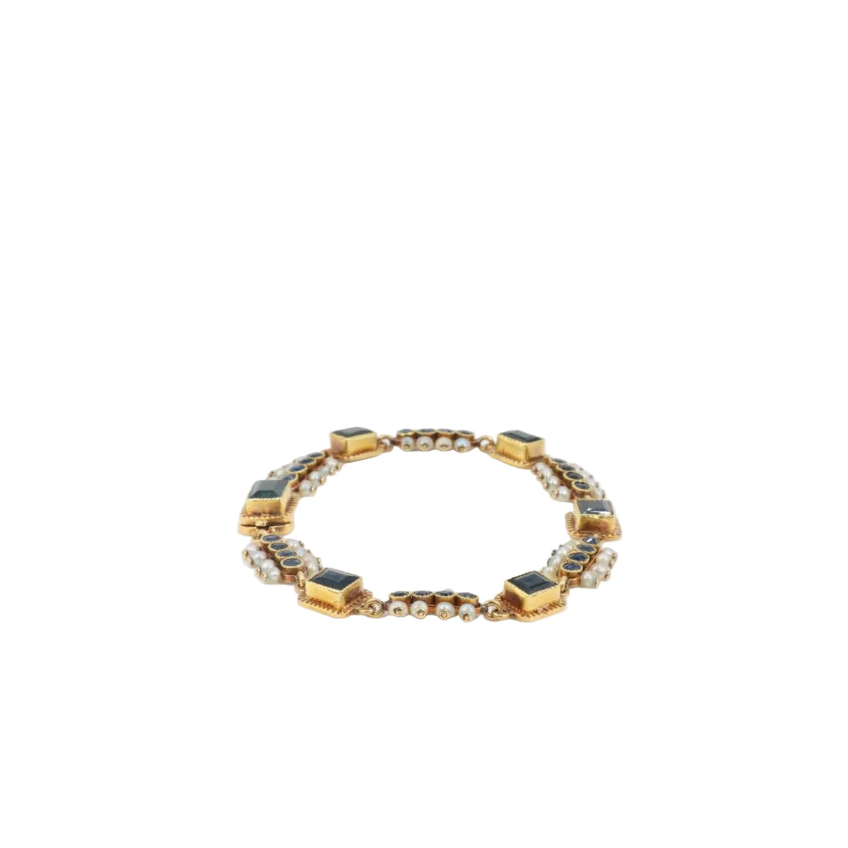 Bracelet ancien or jaune saphirs perles fines - Image 11