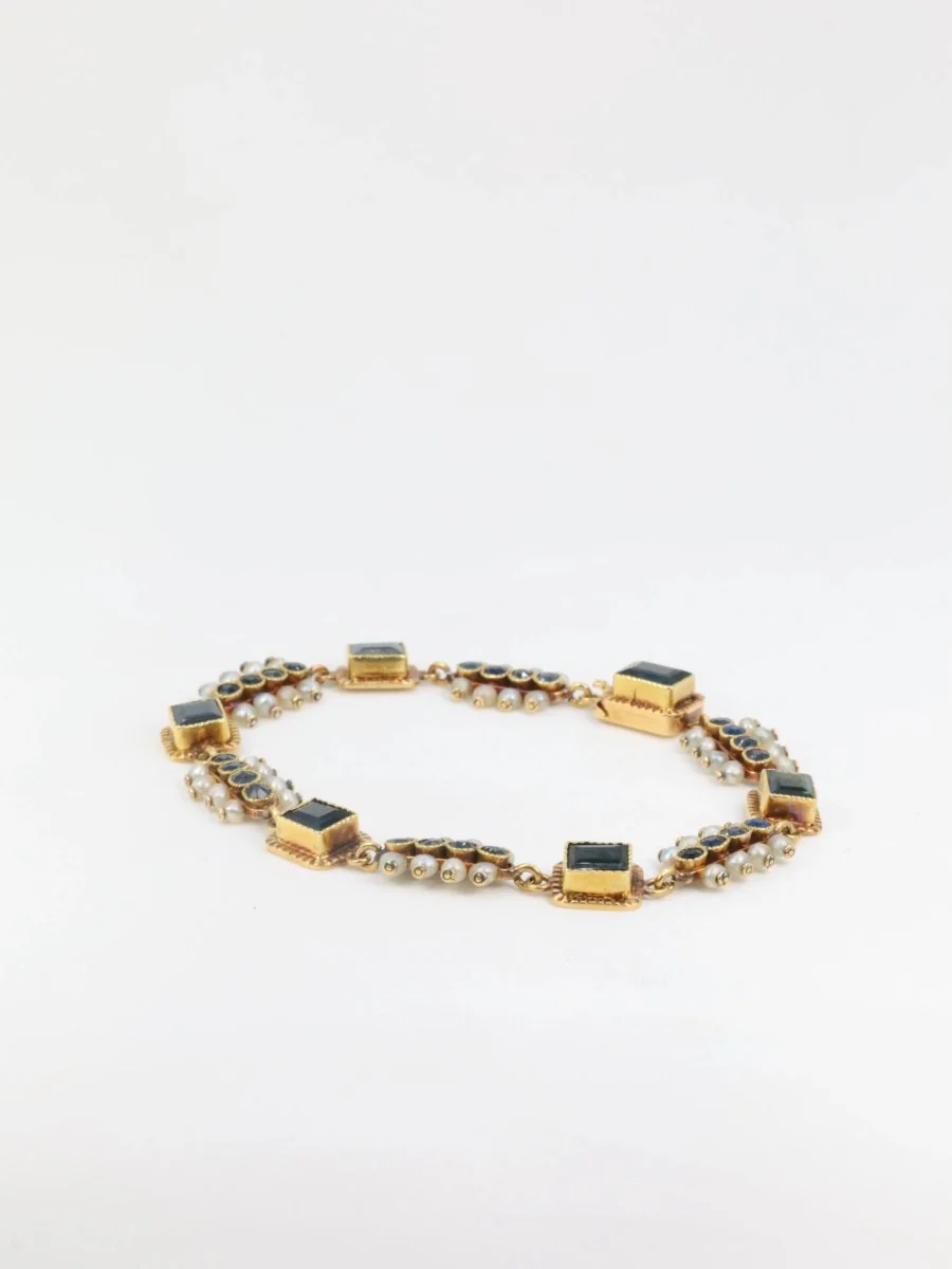 Bracelet ancien or jaune saphirs perles fines - Image 7