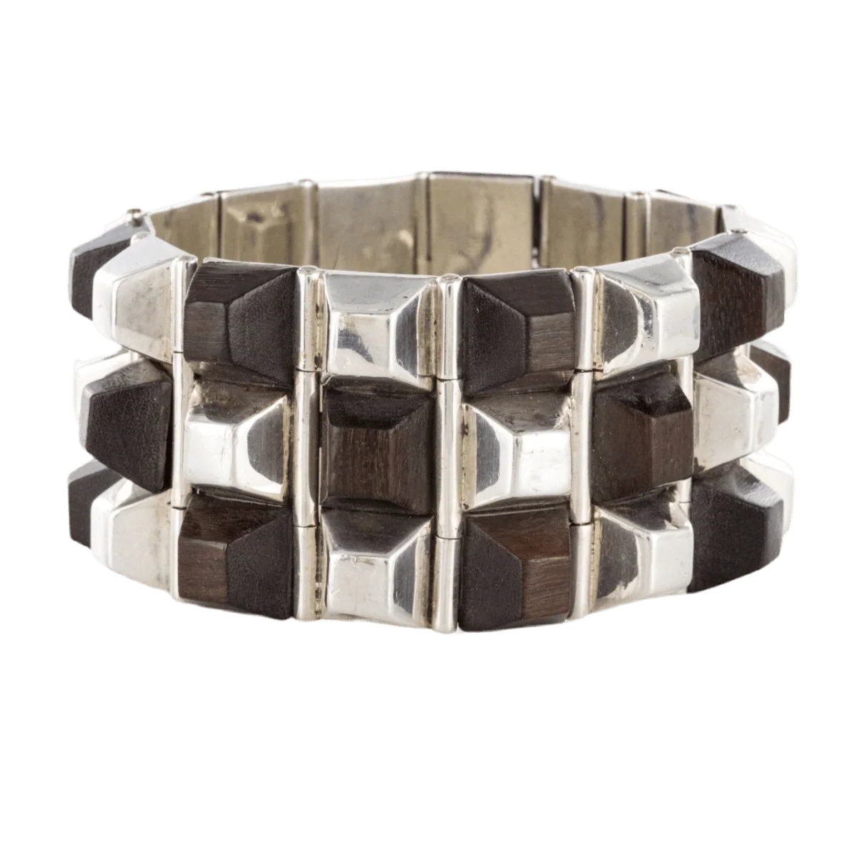 Bracelet Manchette en argent et bois