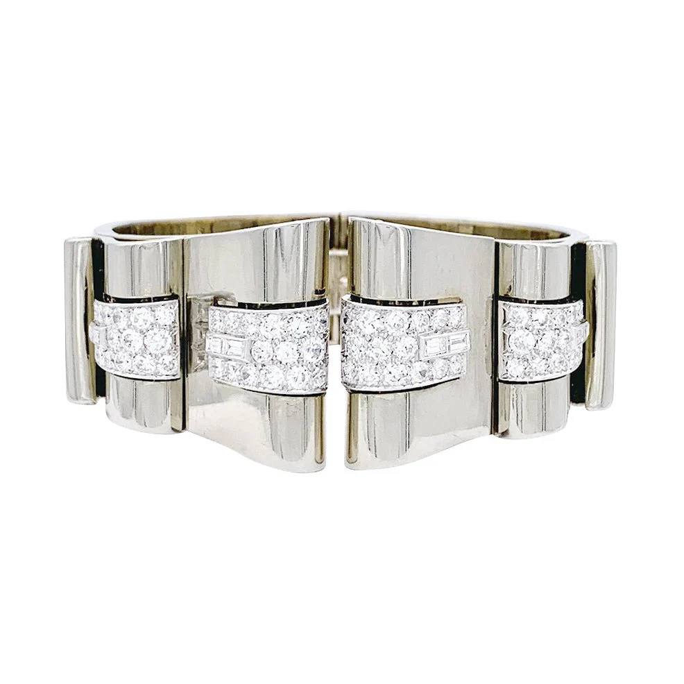 Bracelet BOIVIN Art déco, platine, or blanc et diamants