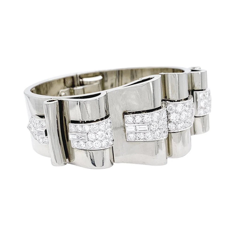 Bracelet BOIVIN Art déco, platine, or blanc et diamants - Image 3