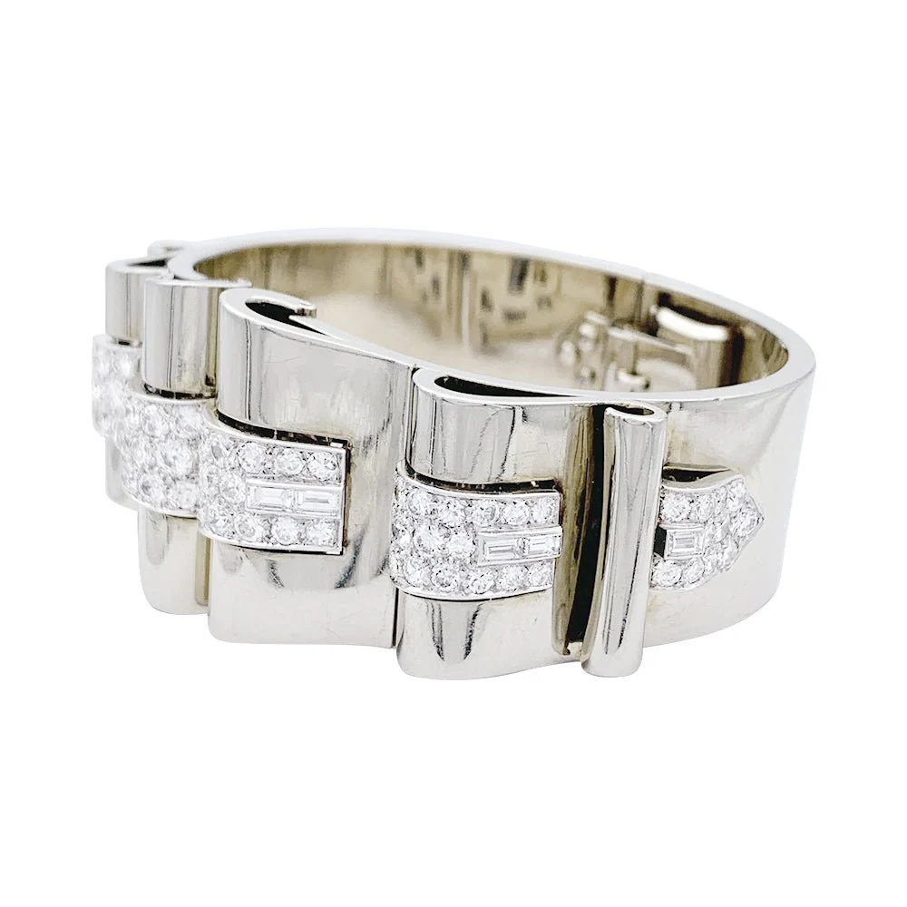 Bracelet BOIVIN Art déco, platine, or blanc et diamants - Image 4