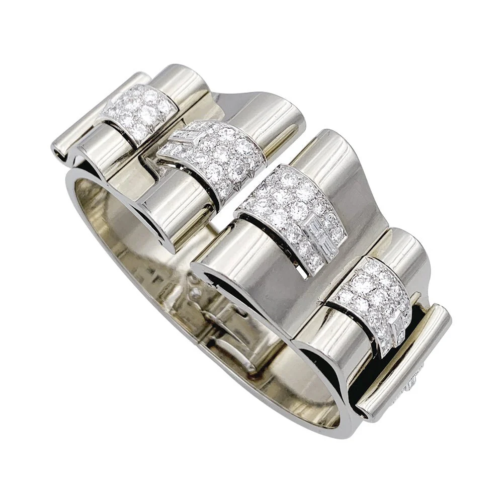 Bracelet BOIVIN Art déco, platine, or blanc et diamants - Image 5