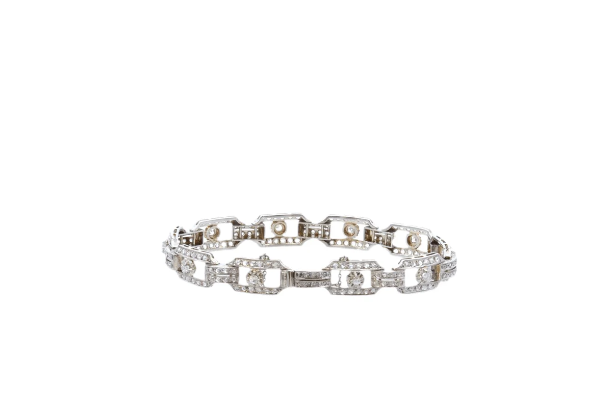 Bracelet Art déco en or blanc et diamants - Image 2