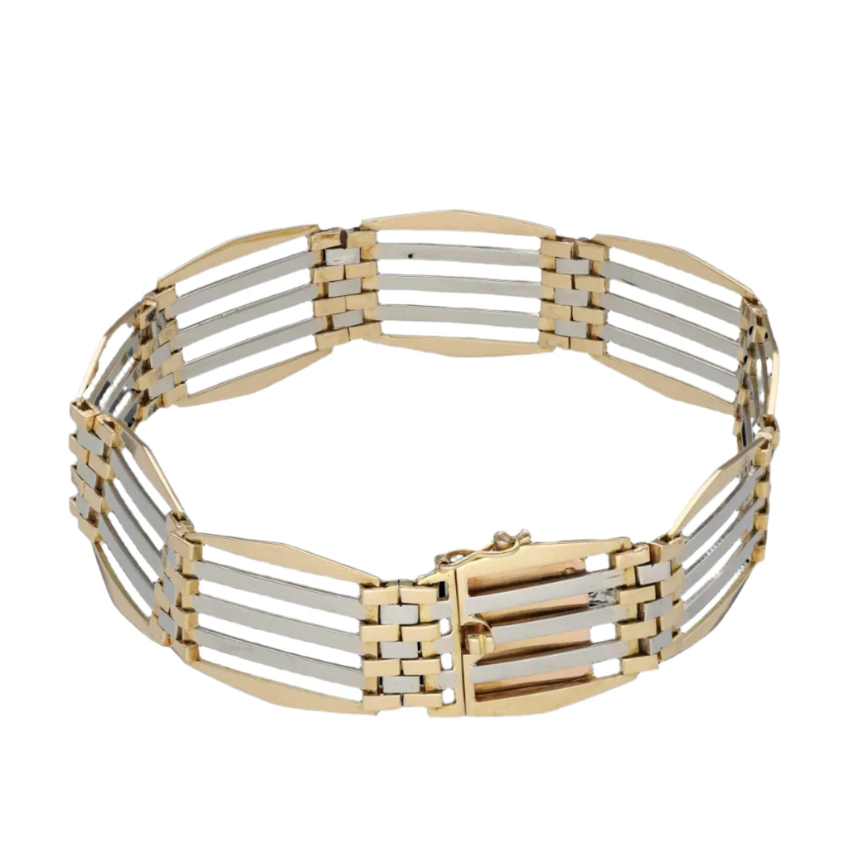 Bracelet Art Déco en or jaune et or blanc