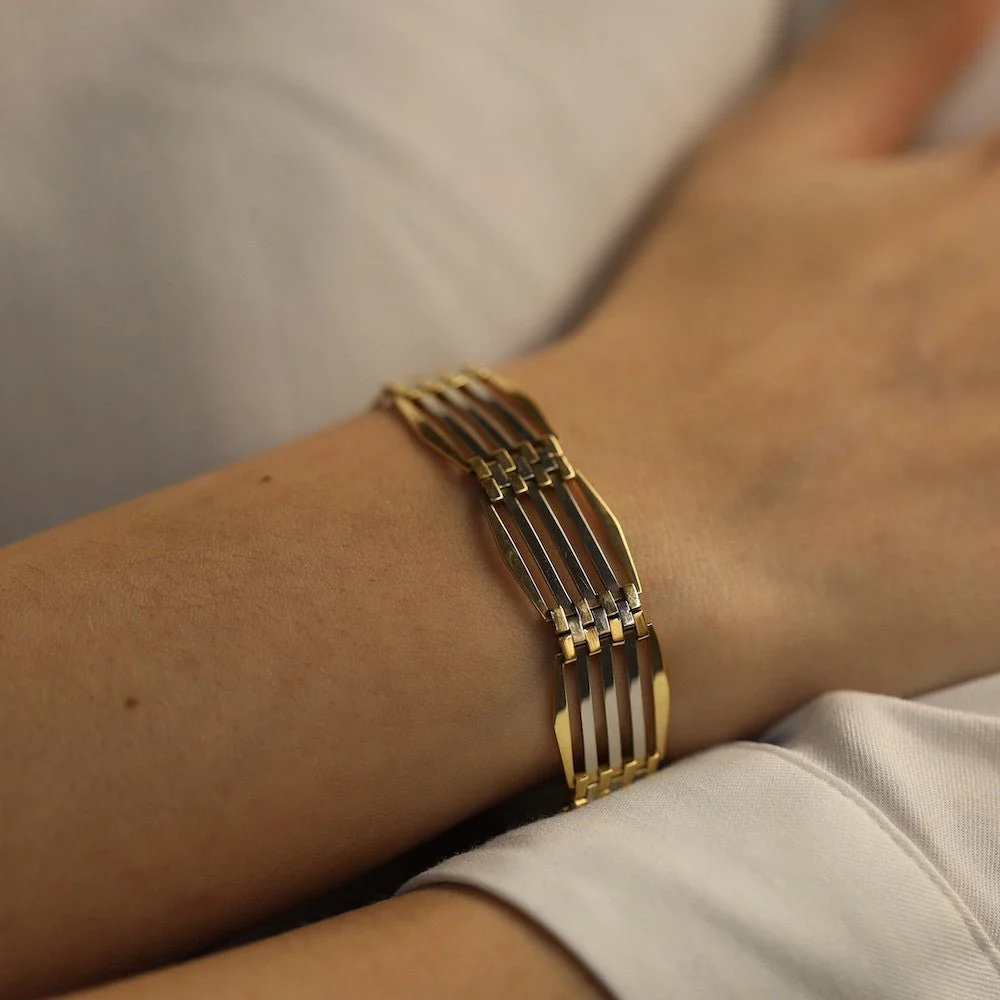 Bracelet Art Déco en or jaune et or blanc - Image 2
