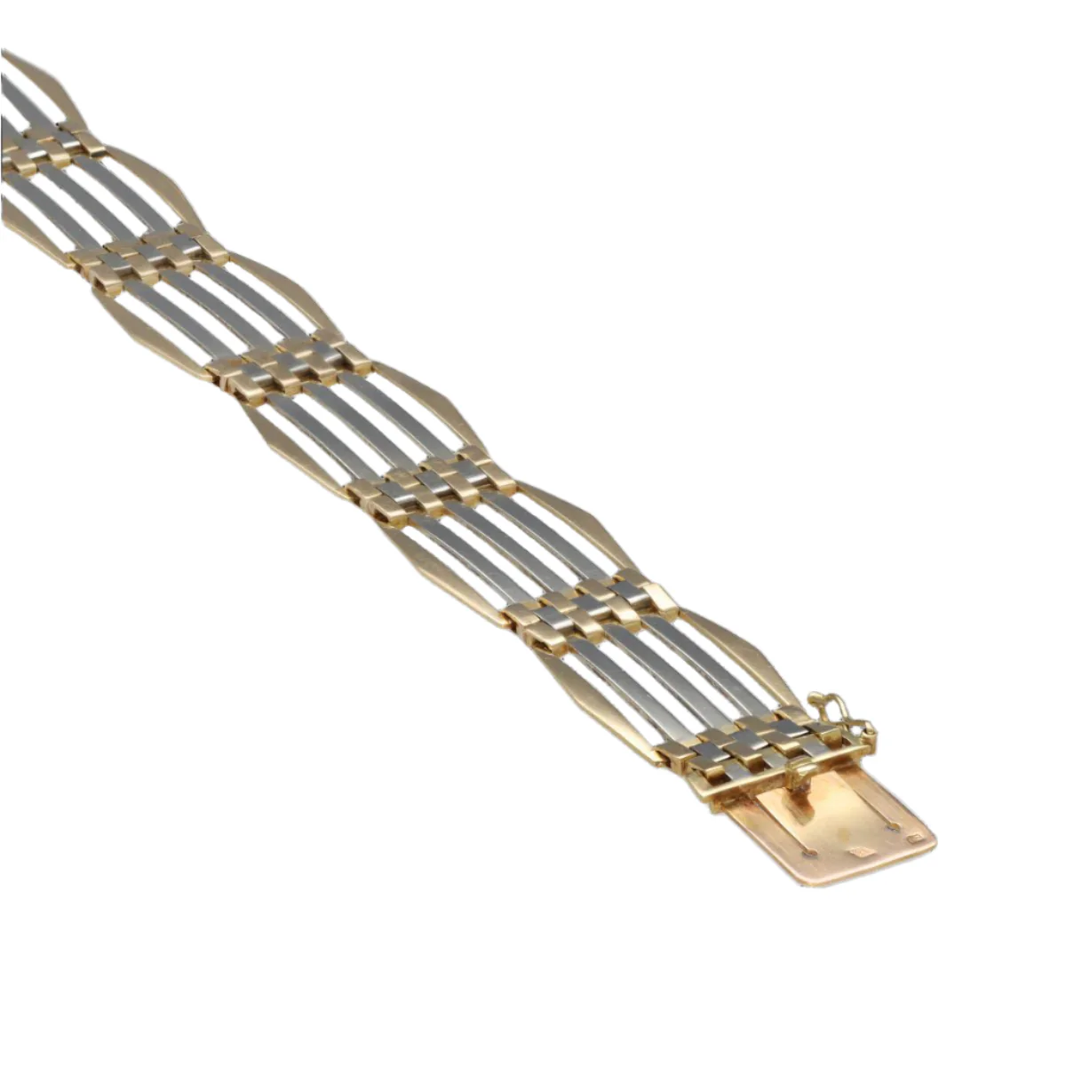 Bracelet Art Déco en or jaune et or blanc - Image 4