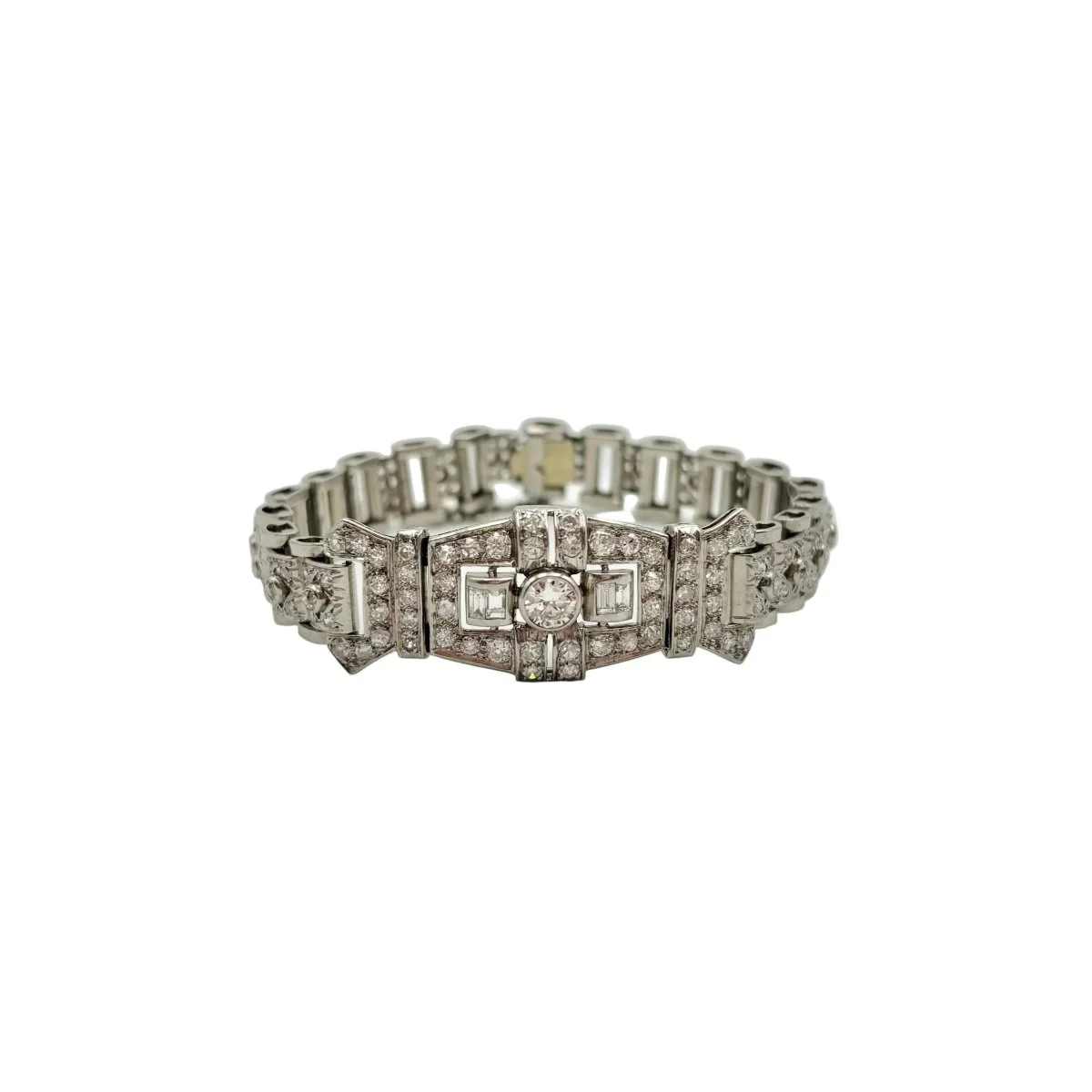 Bracelet Art Déco en or blanc et diamants
