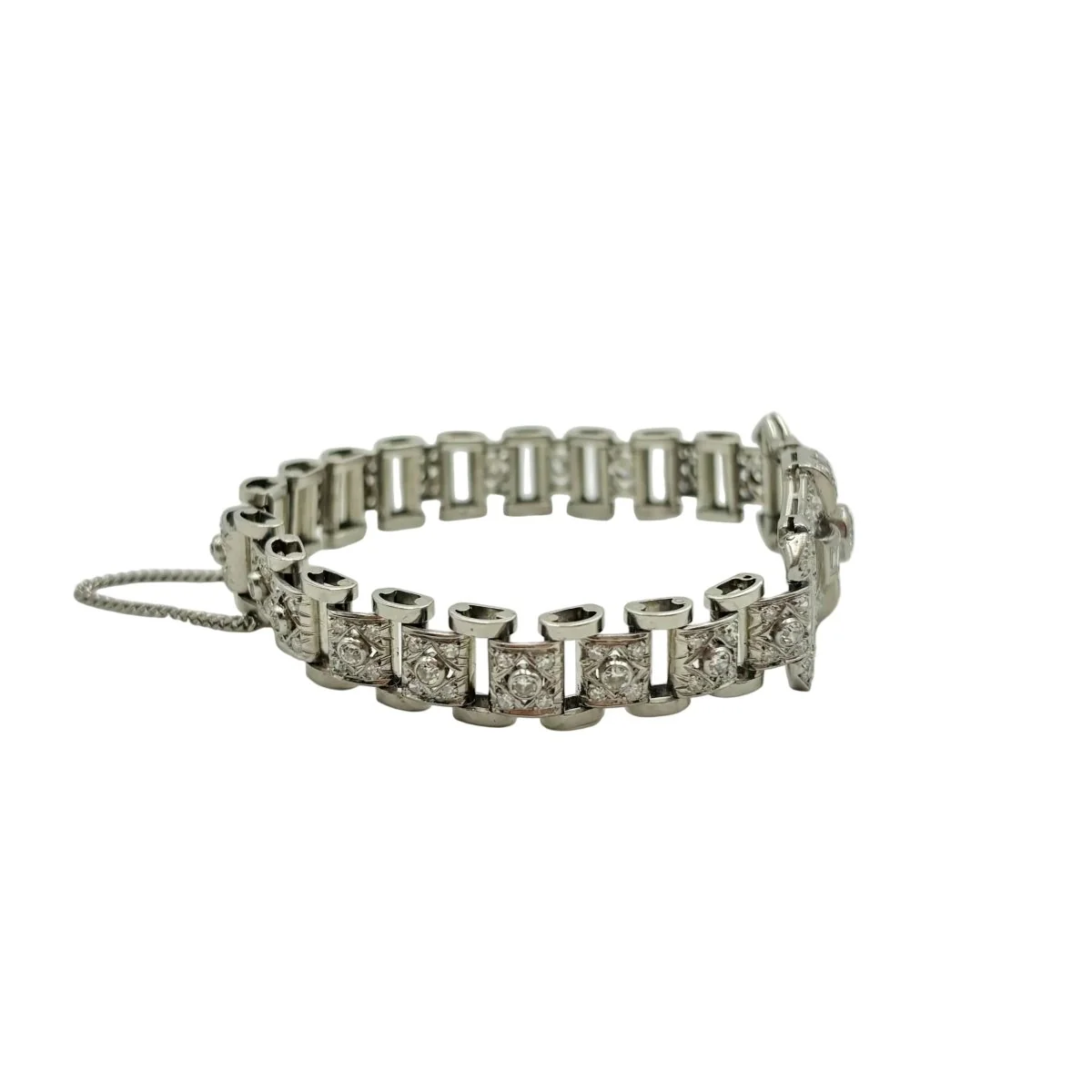 Bracelet Art Déco en or blanc et diamants - Image 4