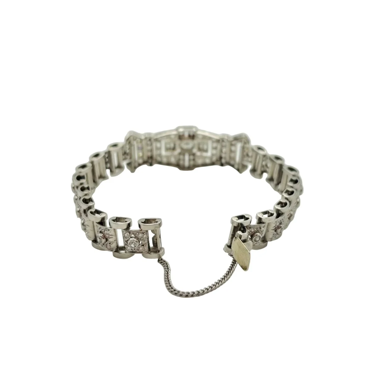 Bracelet Art Déco en or blanc et diamants - Image 6