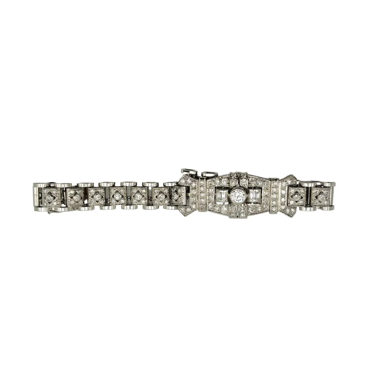Bracelet Art Déco en or blanc et diamants - Image 7