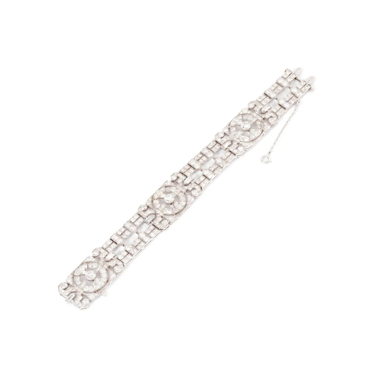 Bracelet Art Déco en platine entièrement pavé de diamant - Image 5