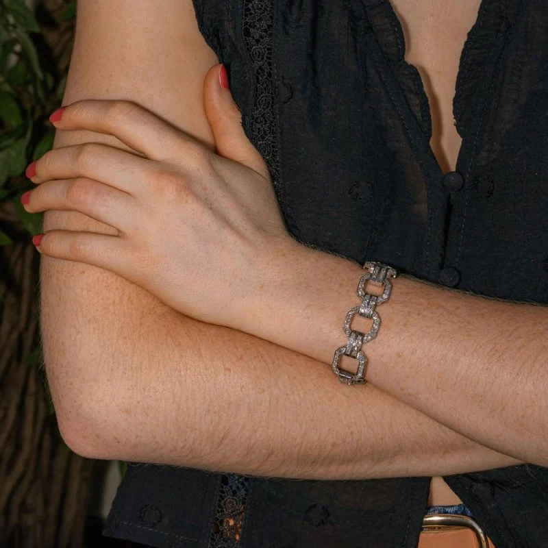 Bracelet Maille en platine et diamants - Image 2