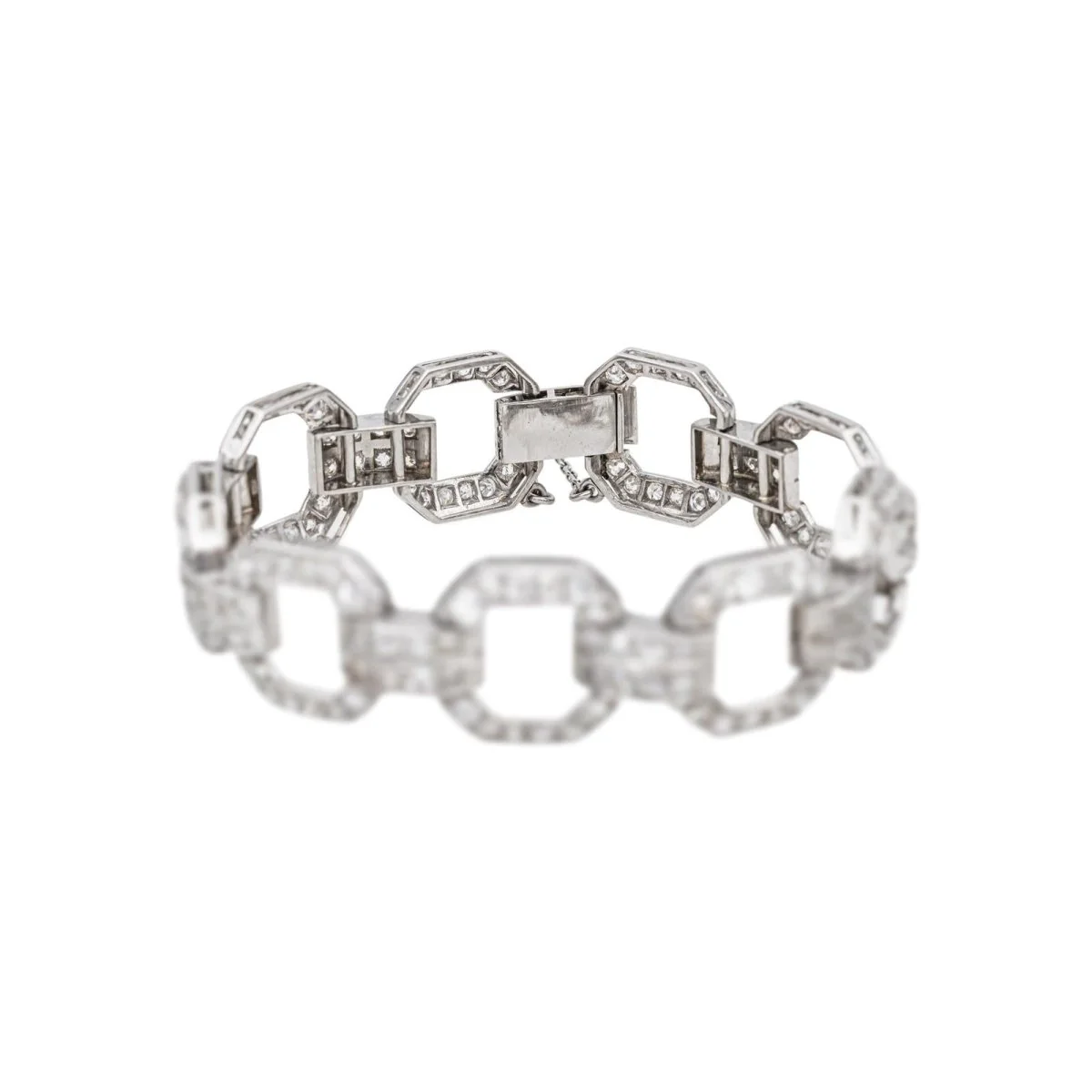 Bracelet Maille en platine et diamants - Image 4