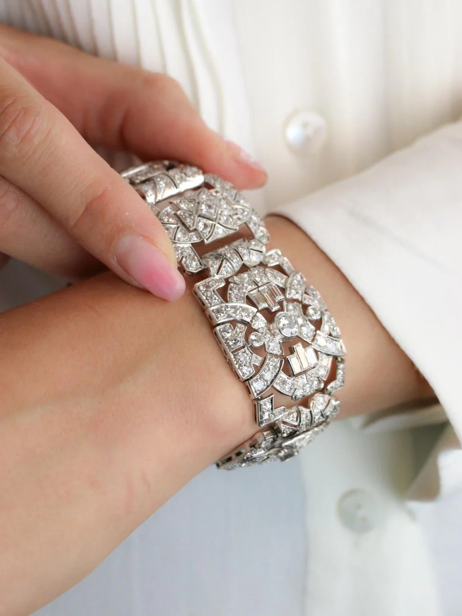 Bracelet Art Déco platine diamants - Image 12