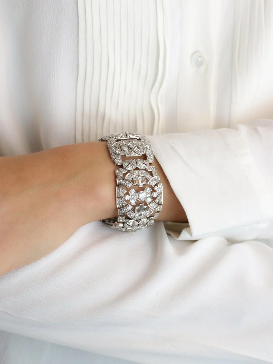 Bracelet Art Déco platine diamants - Image 13