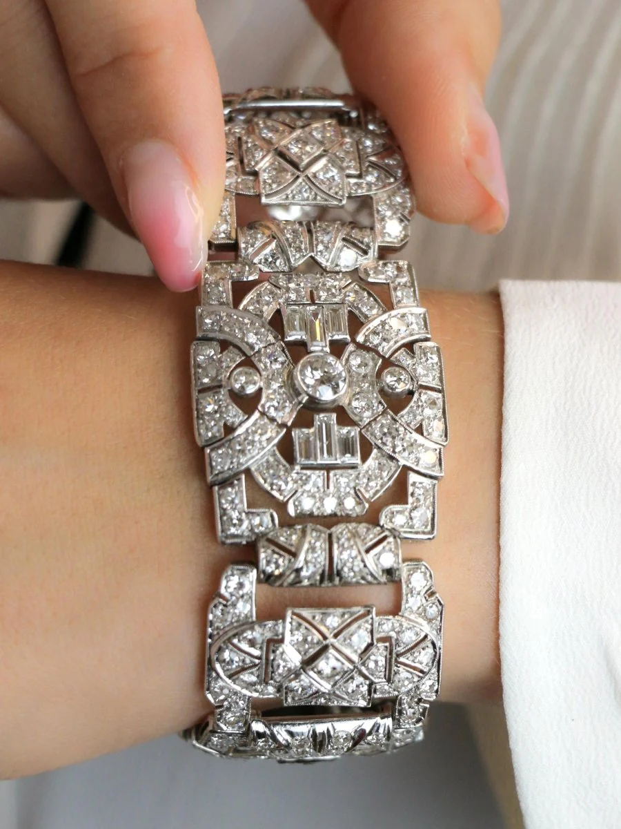 Bracelet Art Déco platine diamants - Image 14