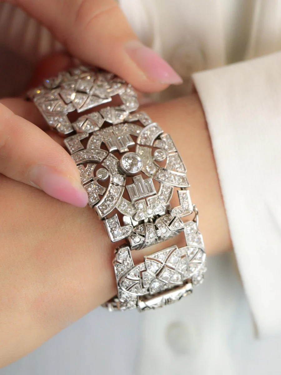 Bracelet Art Déco platine diamants - Image 2