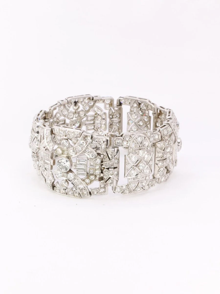 Bracelet Art Déco platine diamants - Image 6