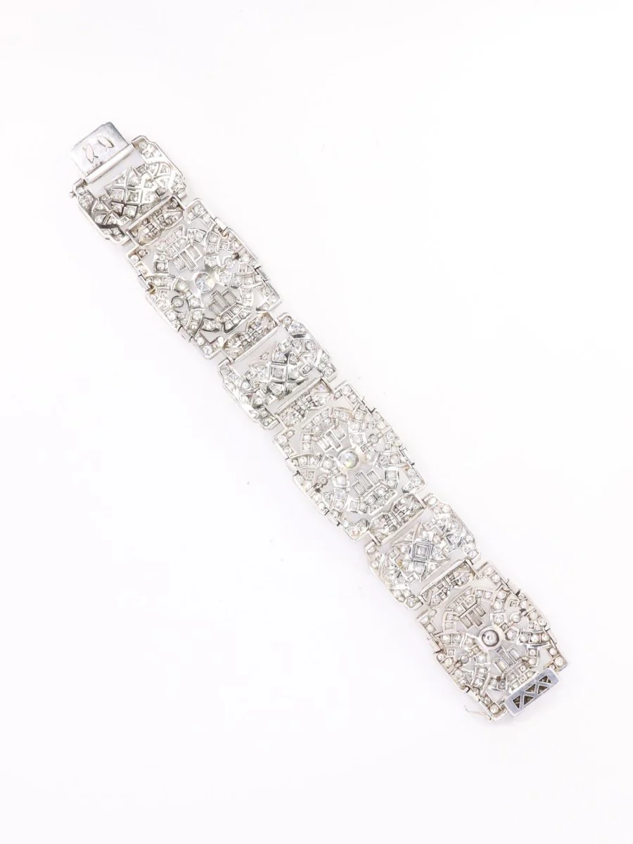 Bracelet Art Déco platine diamants - Image 8
