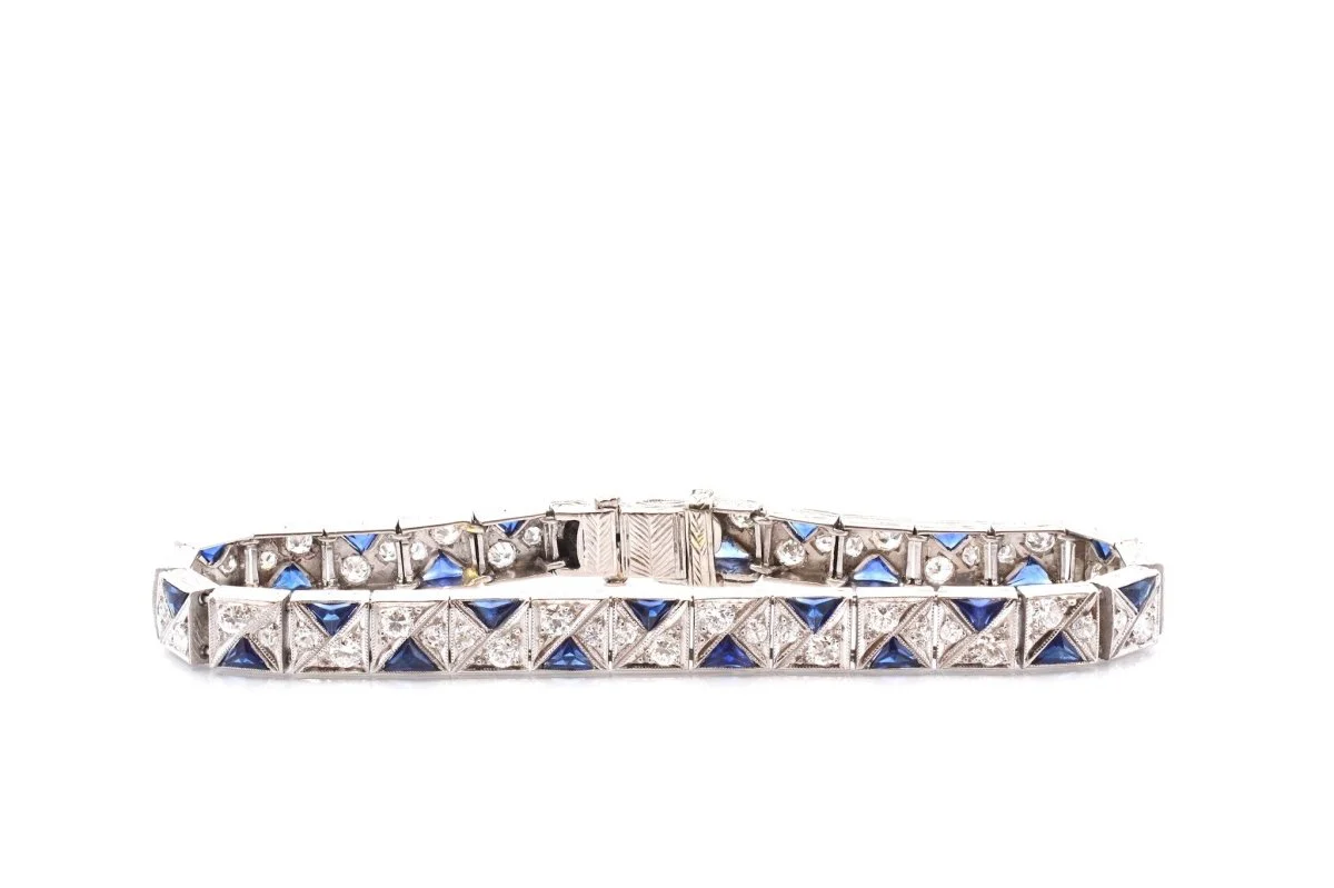 Bracelet Art déco en platine et saphirs