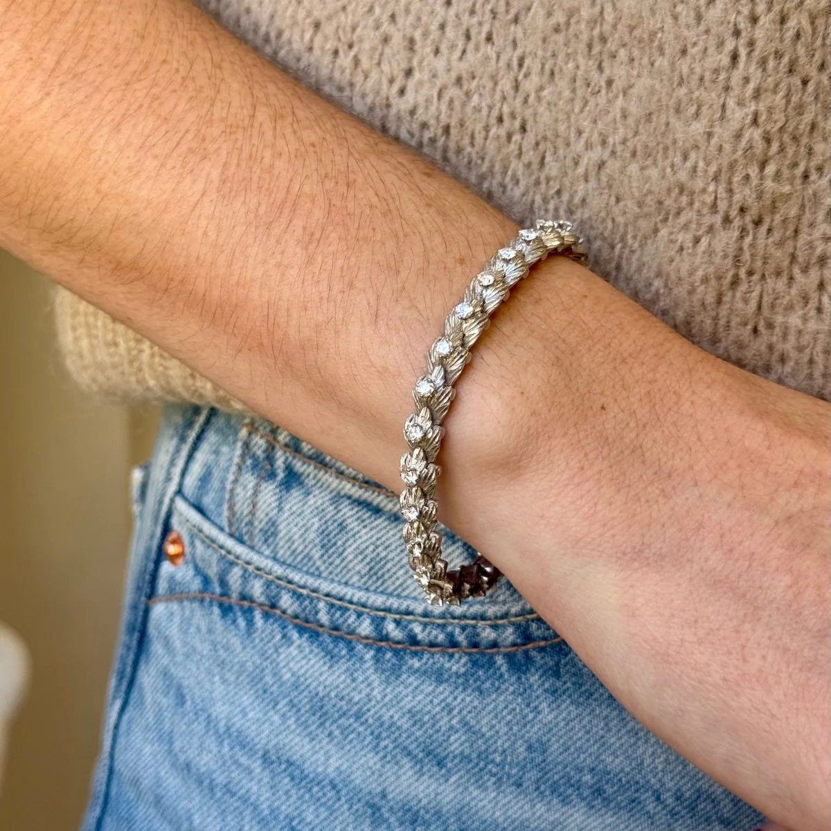 Bracelet Ligne en or blanc et diamants - Image 2