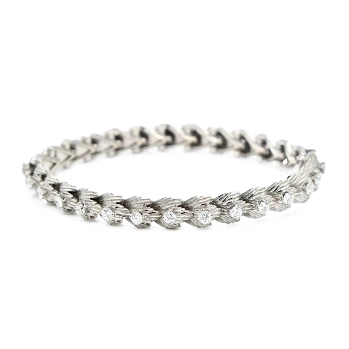 Bracelet articulé or blanc et diamants