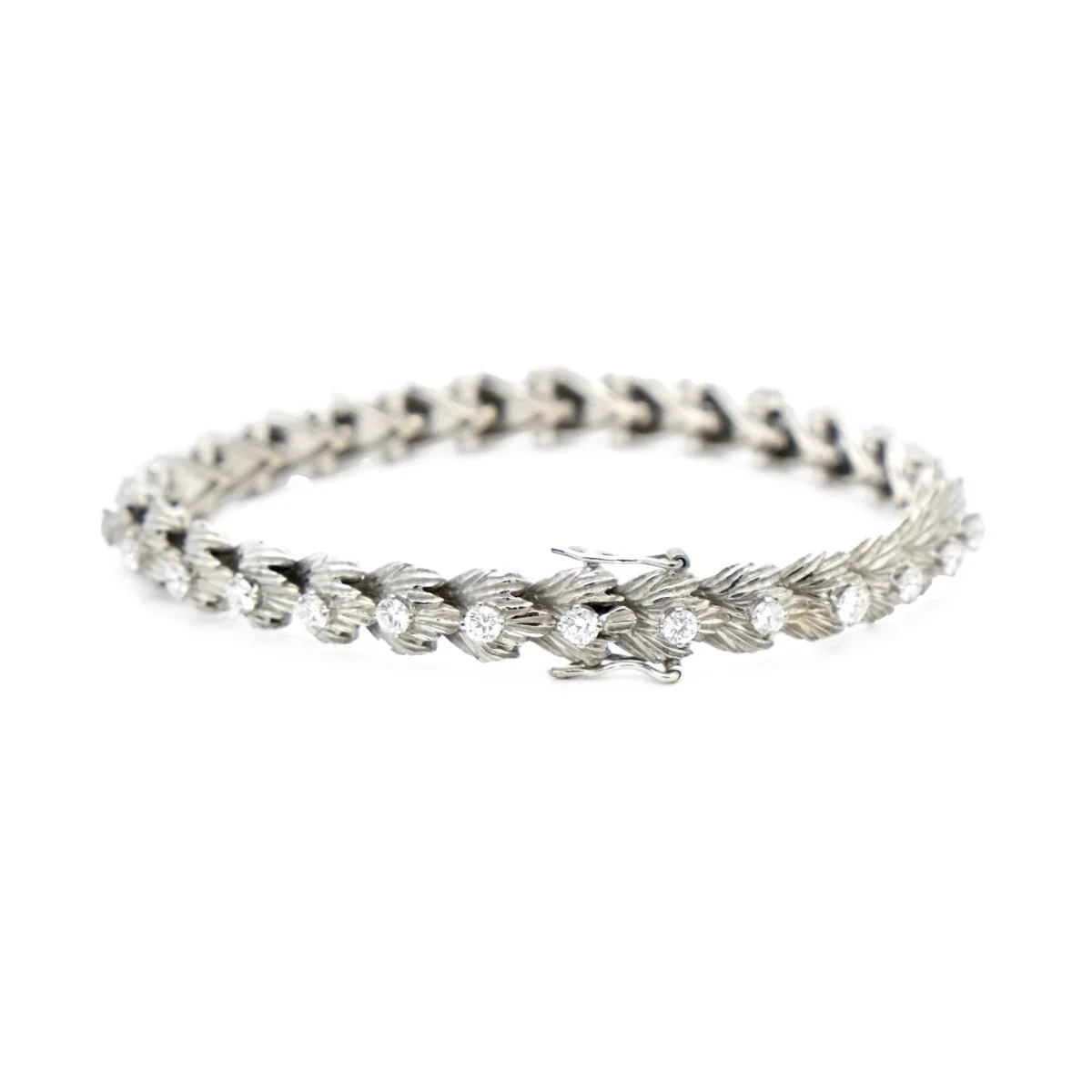 Bracelet articulé or blanc et diamants - Image 3