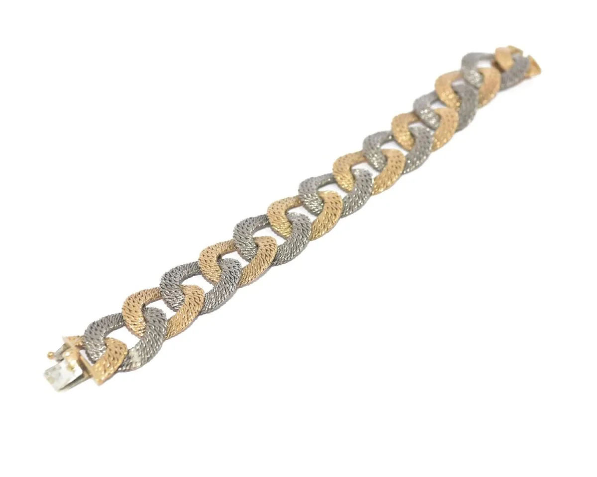 Bracelet bi-colore maille gourmette tissée Georges Lenfant - Image 2