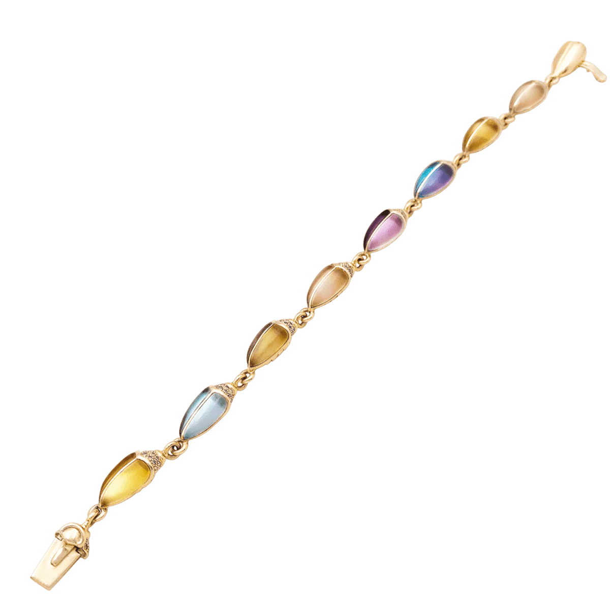 Bracelet Maille BIBI VAN DER VELDEN "Mini Scarab Opal Eternity" en or rose, pierres de couleur et diamants - Image 3