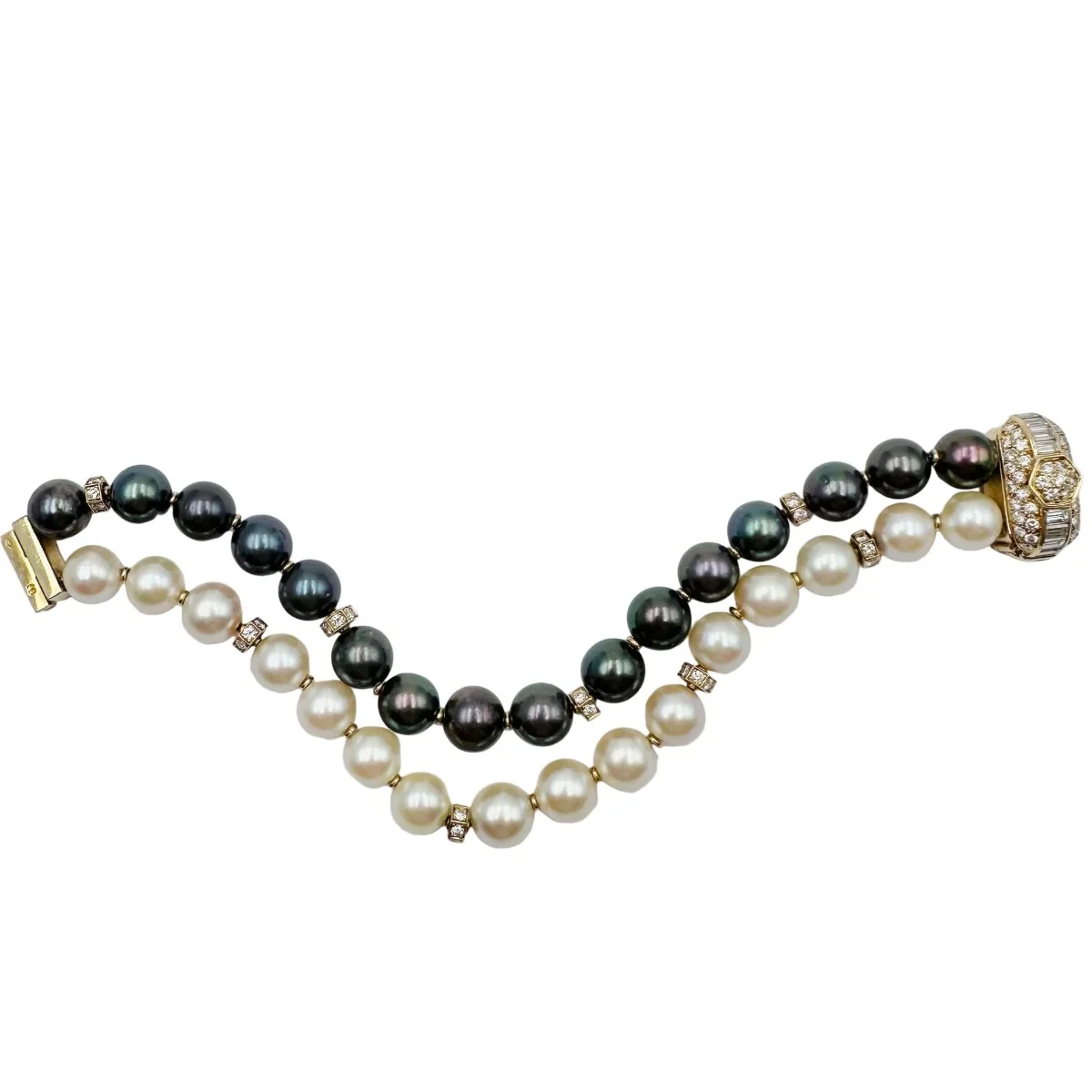 Bracelet BOUCHERON en or jaune, perles et diamants - Image 3