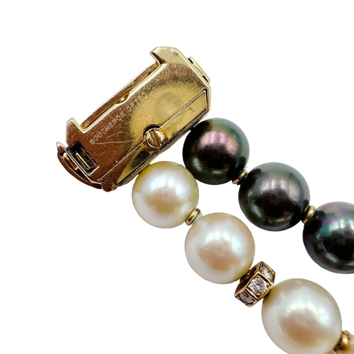 Bracelet BOUCHERON en or jaune, perles et diamants - Image 7