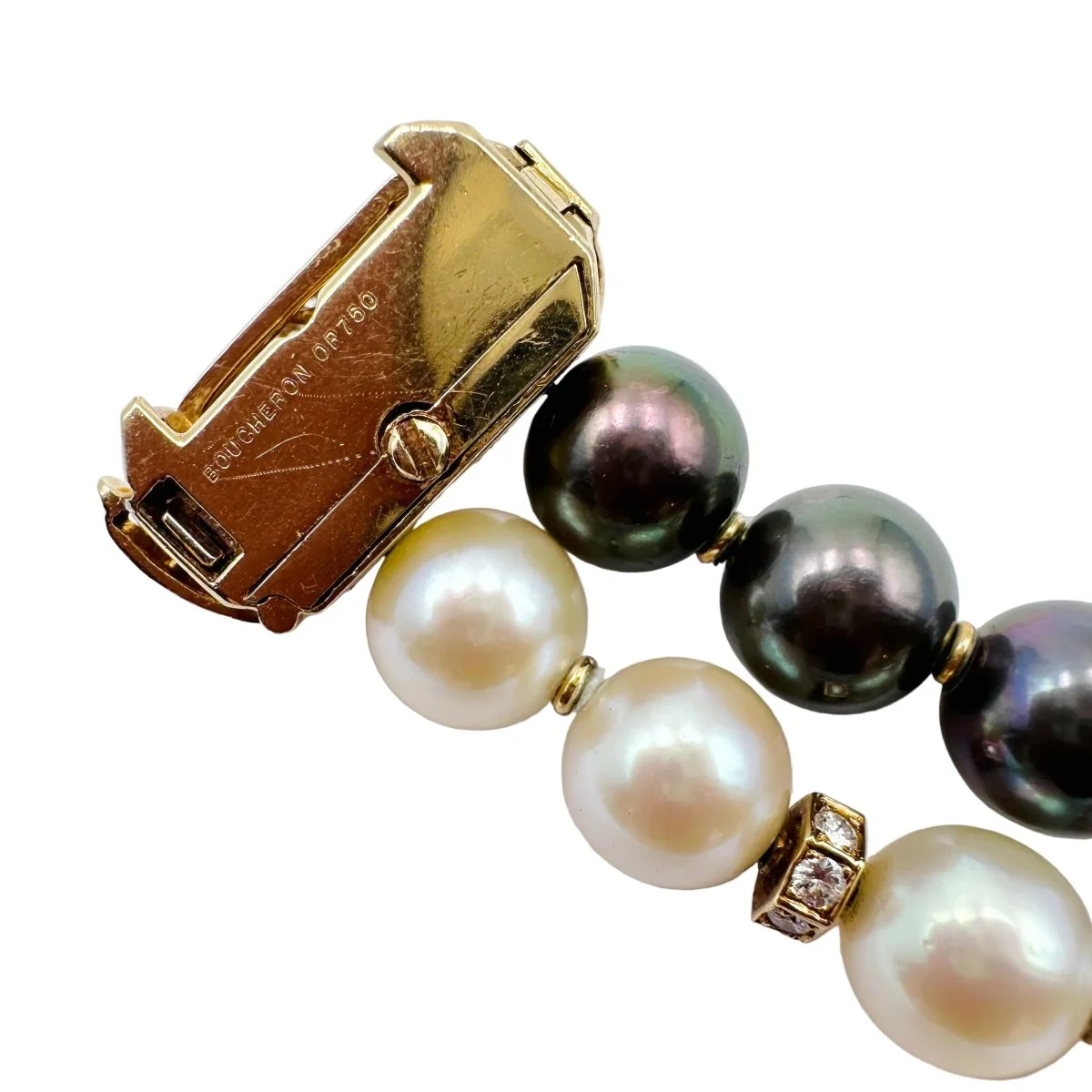 Bracelet BOUCHERON en or jaune, perles et diamants - Image 8