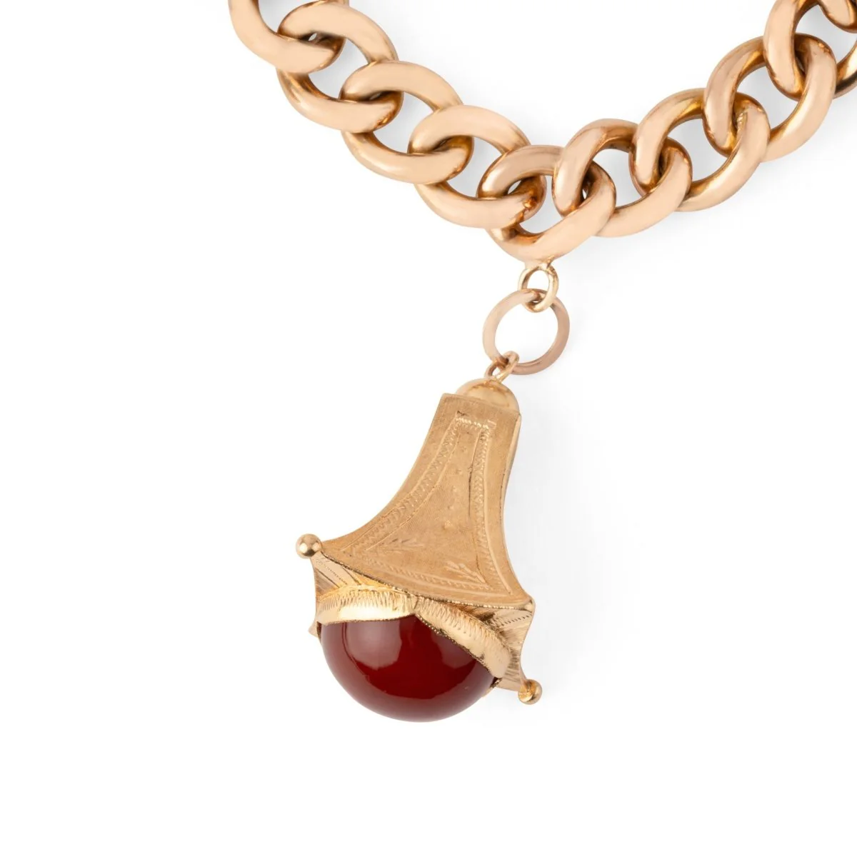 Bracelet or rose 18k,maillon gourmette orné de 4 breloques - Image 6