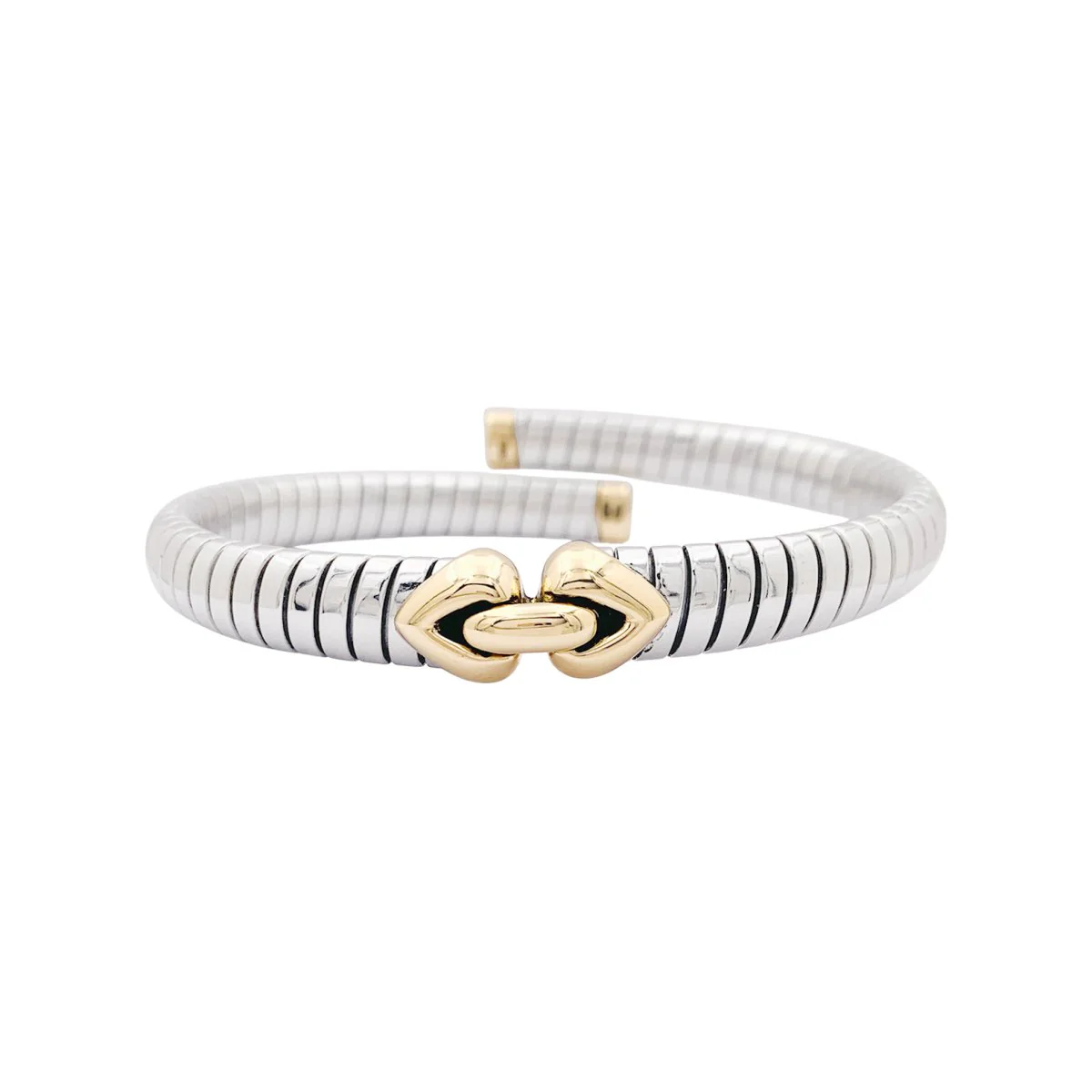 Bracelet BULGARI "Doppio Cuore",  en or et acier