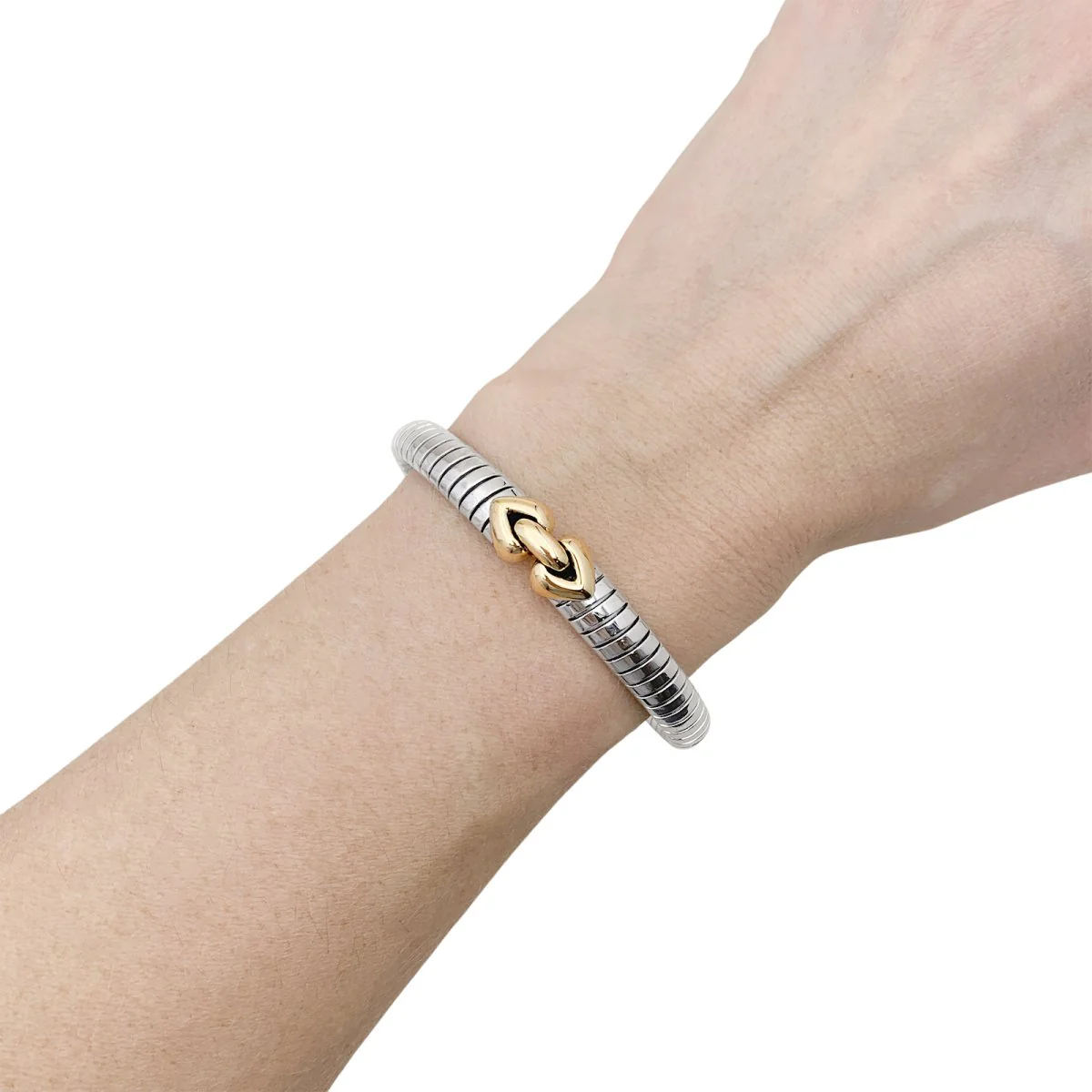 Bracelet BULGARI "Doppio Cuore",  en or et acier - Image 2