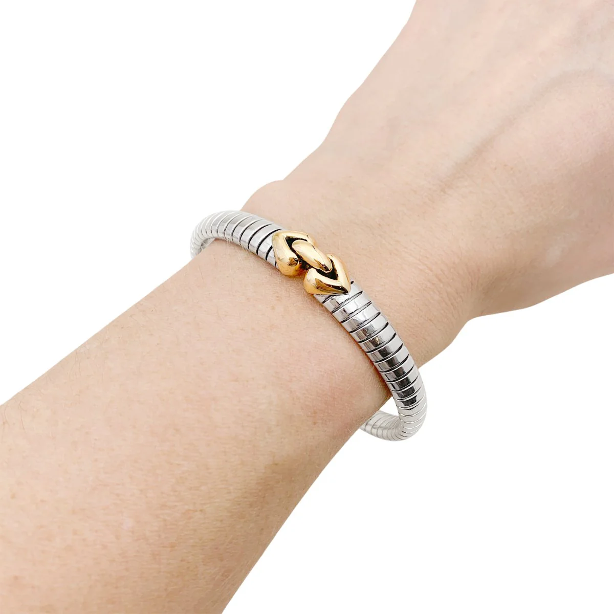 Bracelet BULGARI "Doppio Cuore",  en or et acier - Image 3
