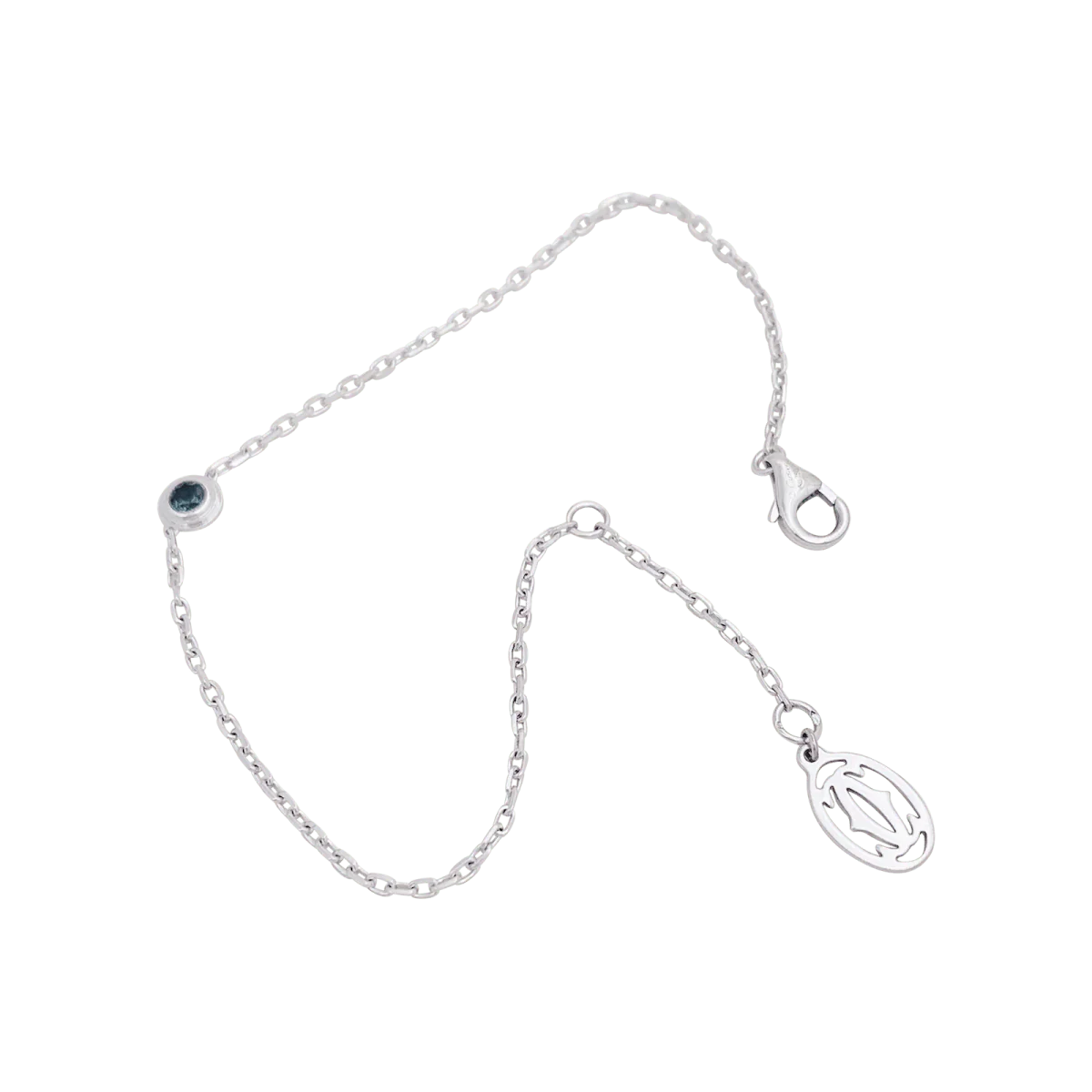 Bracelet CARTIER "Cartier d'Amour" en or blanc et saphir vert - Image 3