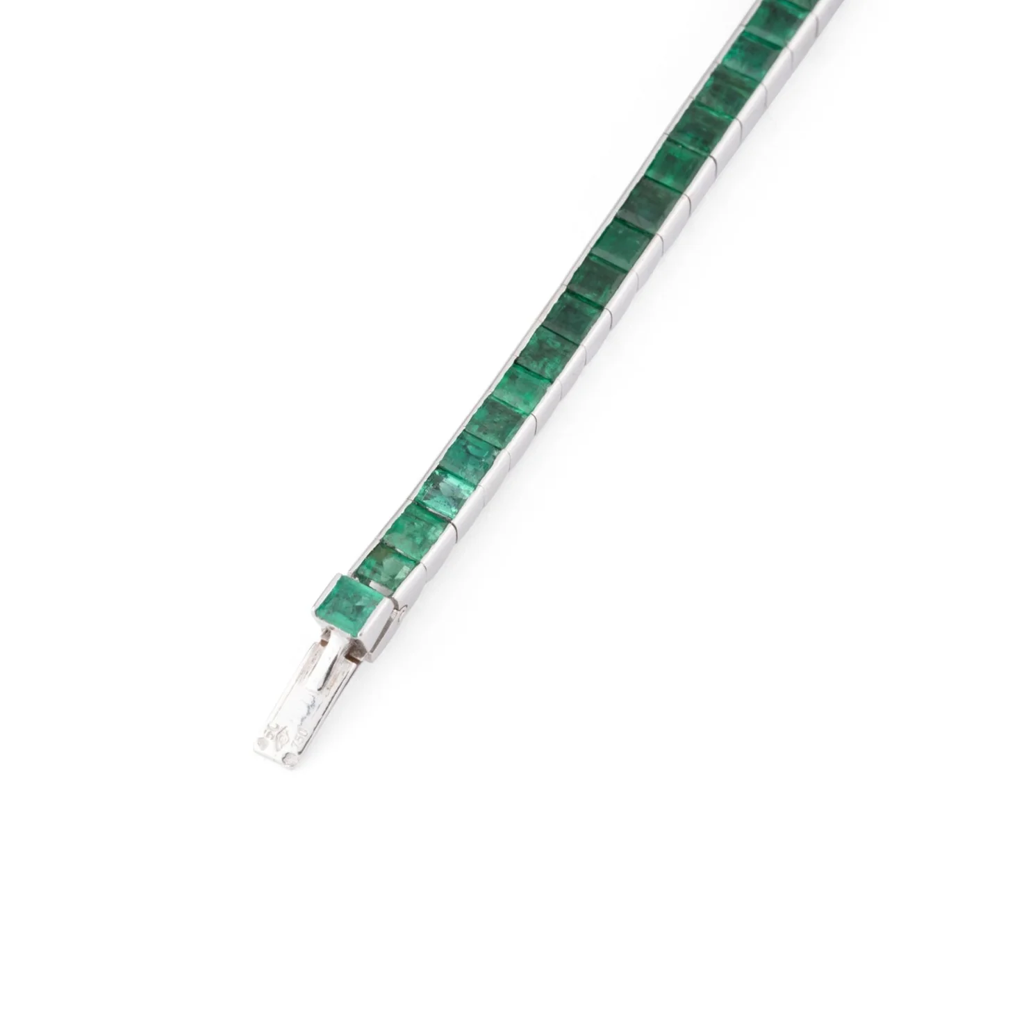 Bracelet Ligne CARTIER en or blanc et émeraudes - Image 3