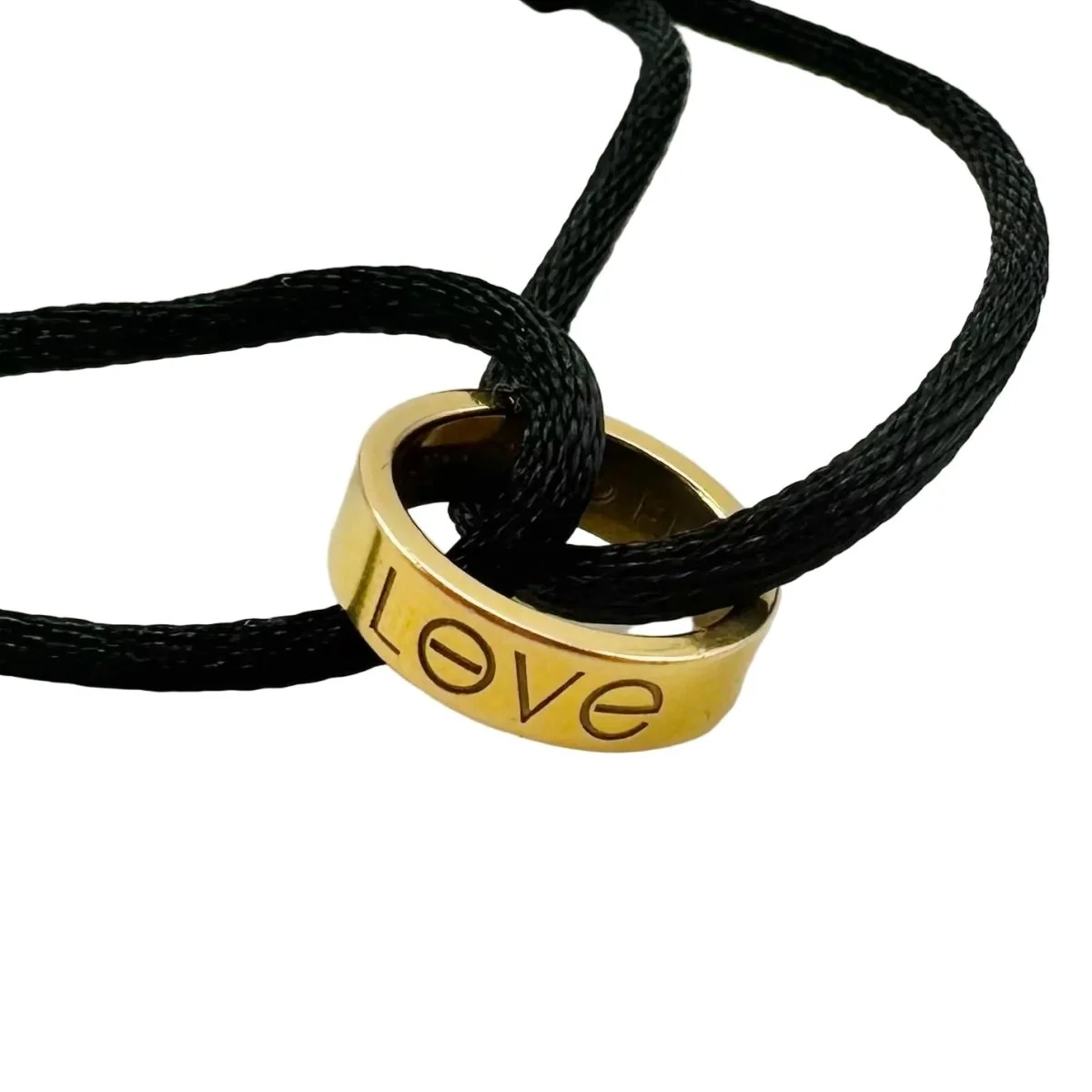 Bracelet Souple CARTIER "Love" en or jaune et cordon - Image 2