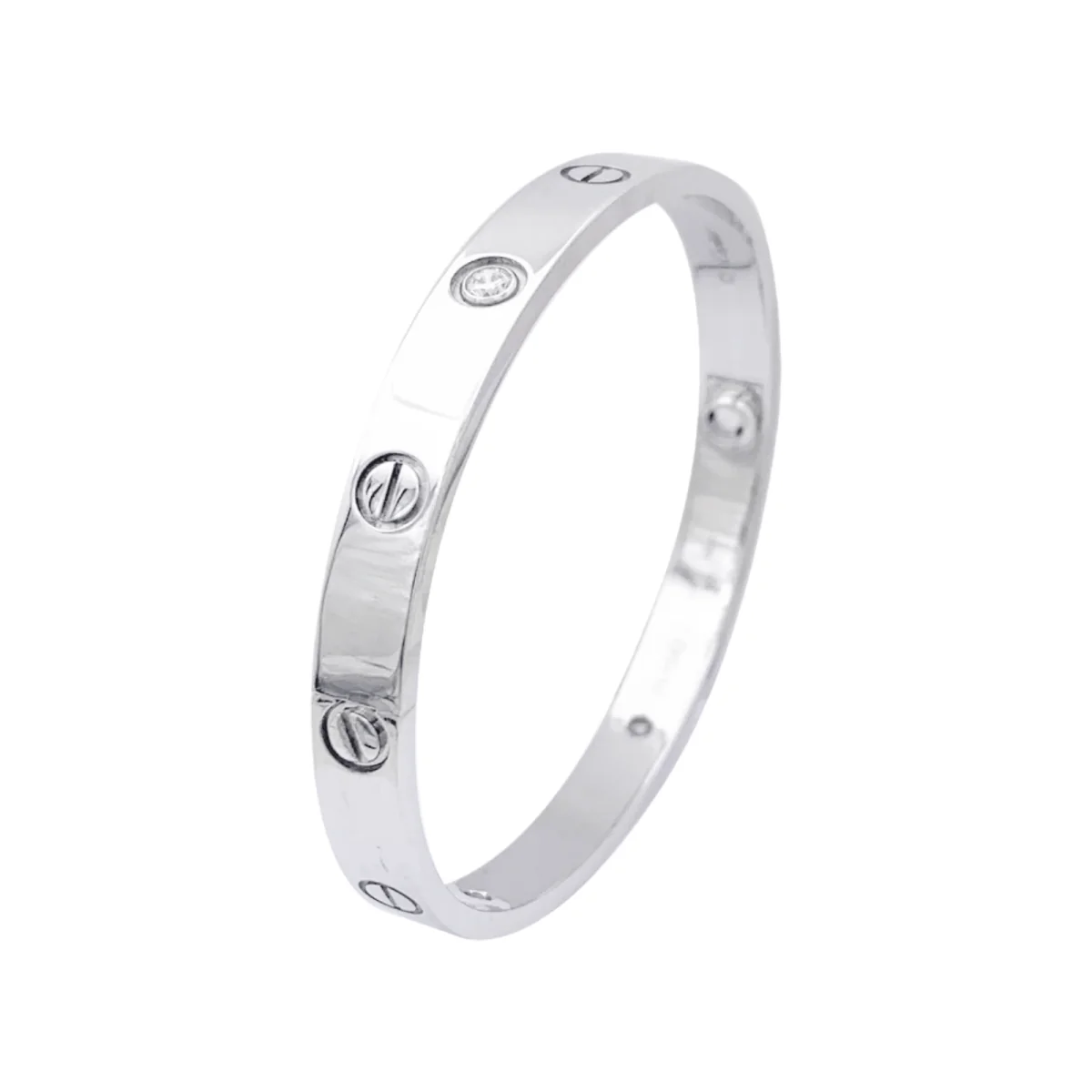 Bracelet Cartier, "Love" en or blanc et diamants. - Image 3